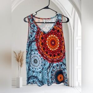 Longyuan Women's Mandala Print Summer Tank Top Size Medium